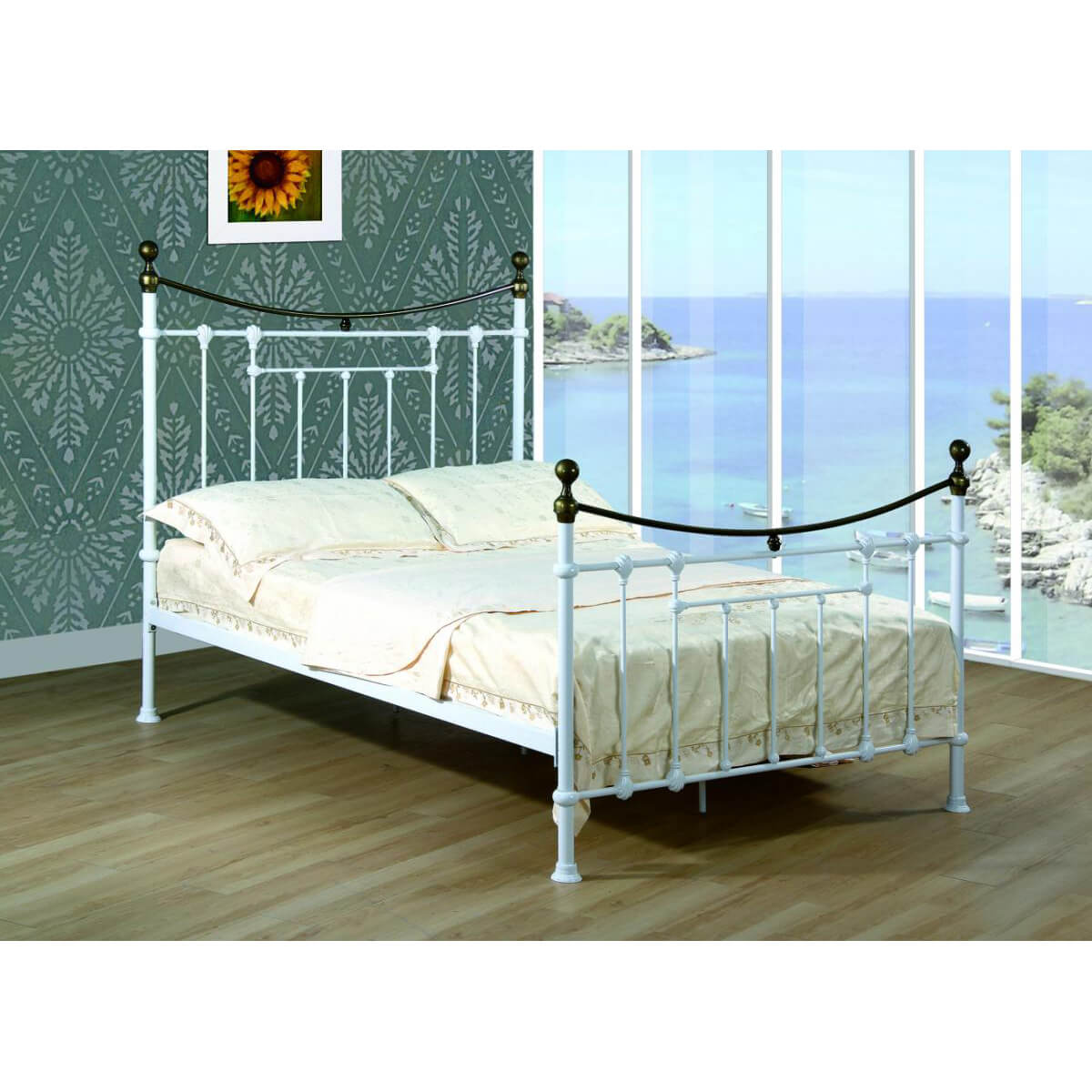 Elizabeth Bed White & Antique Brass