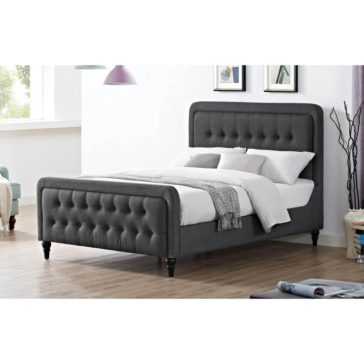 Tahiti Linen Fabric Bed Grey