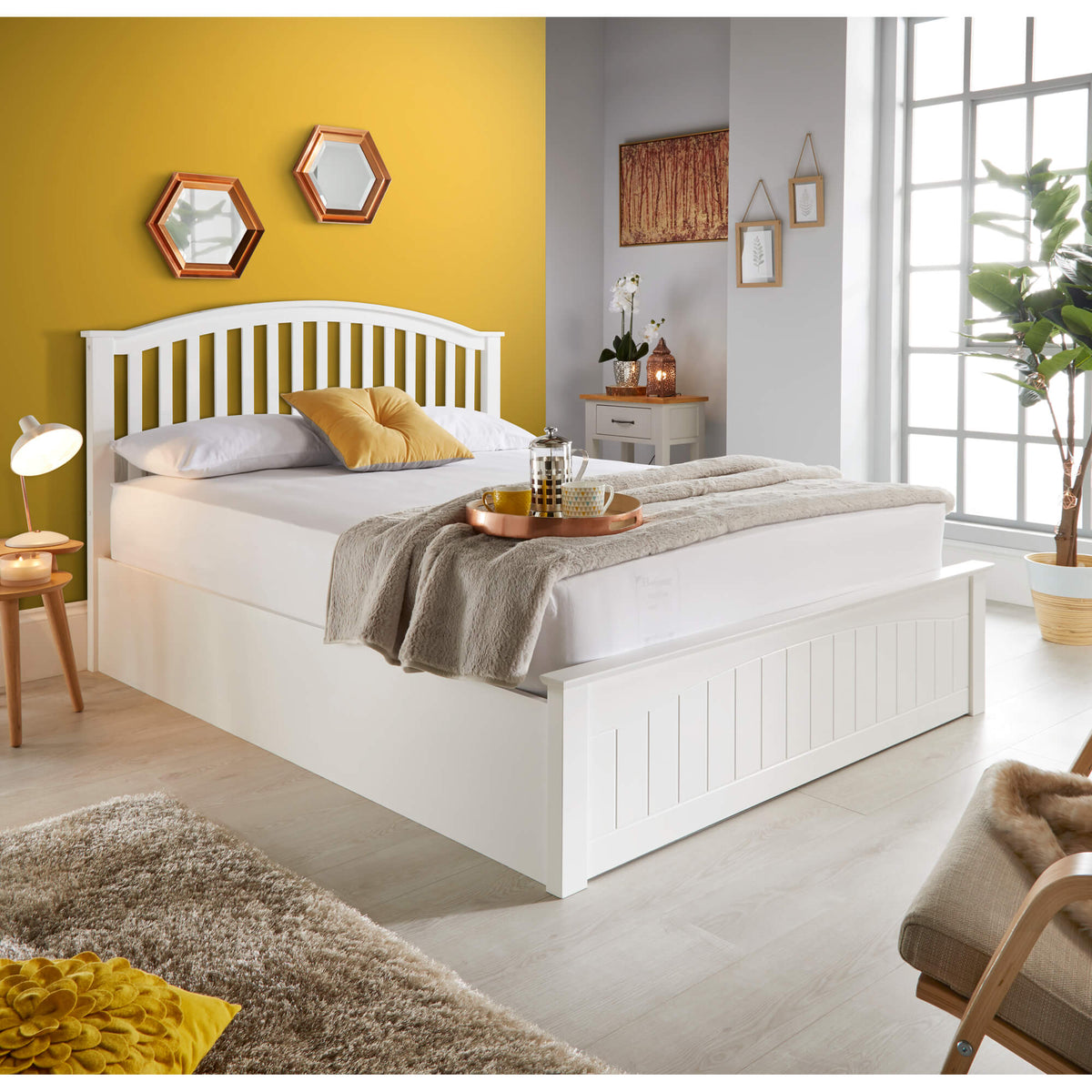Grayson White Wooden Ottoman Bed