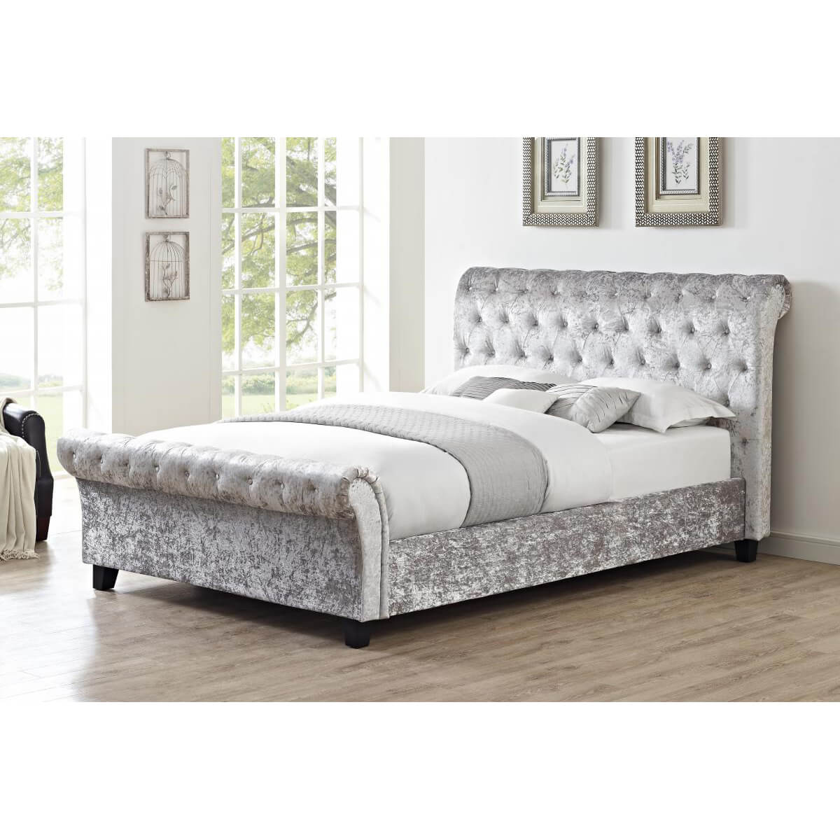 Casablanca HFE Crushed Velvet Bed Grey