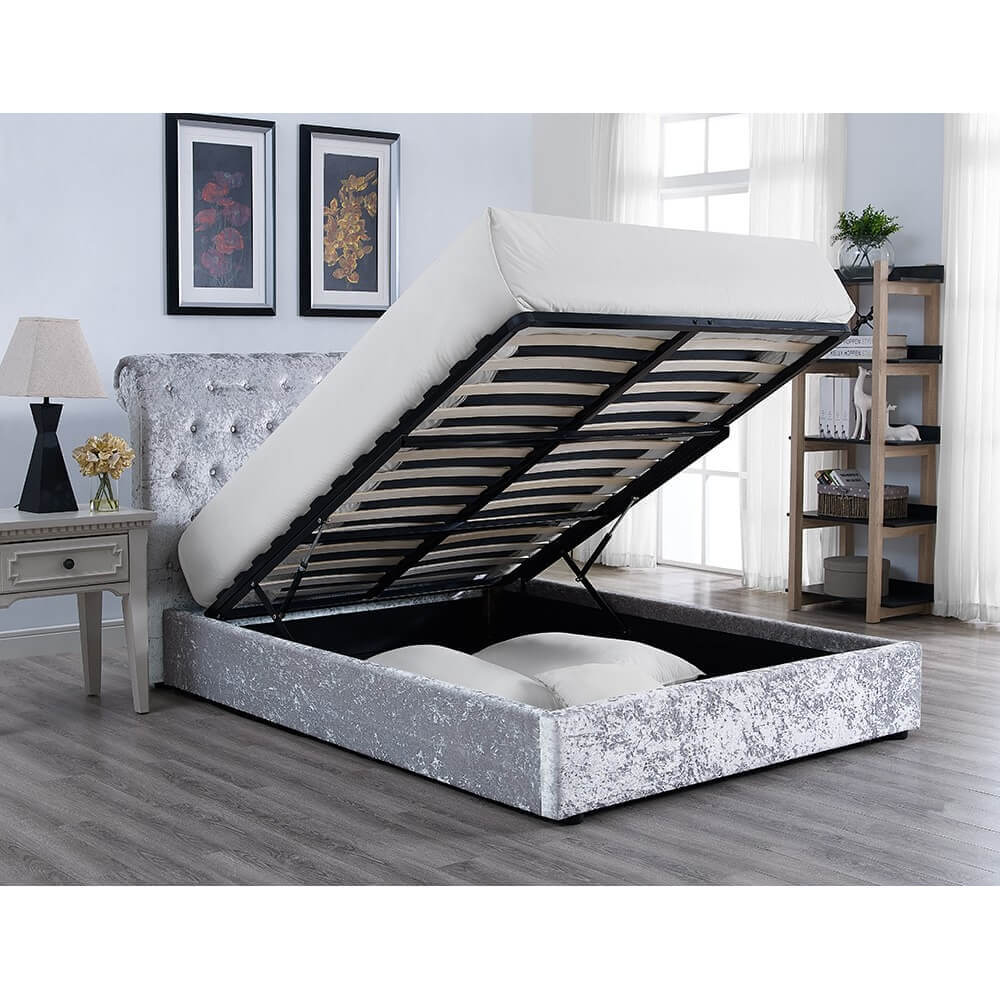 Casablanca Storage Crushed Velvet Bed Grey