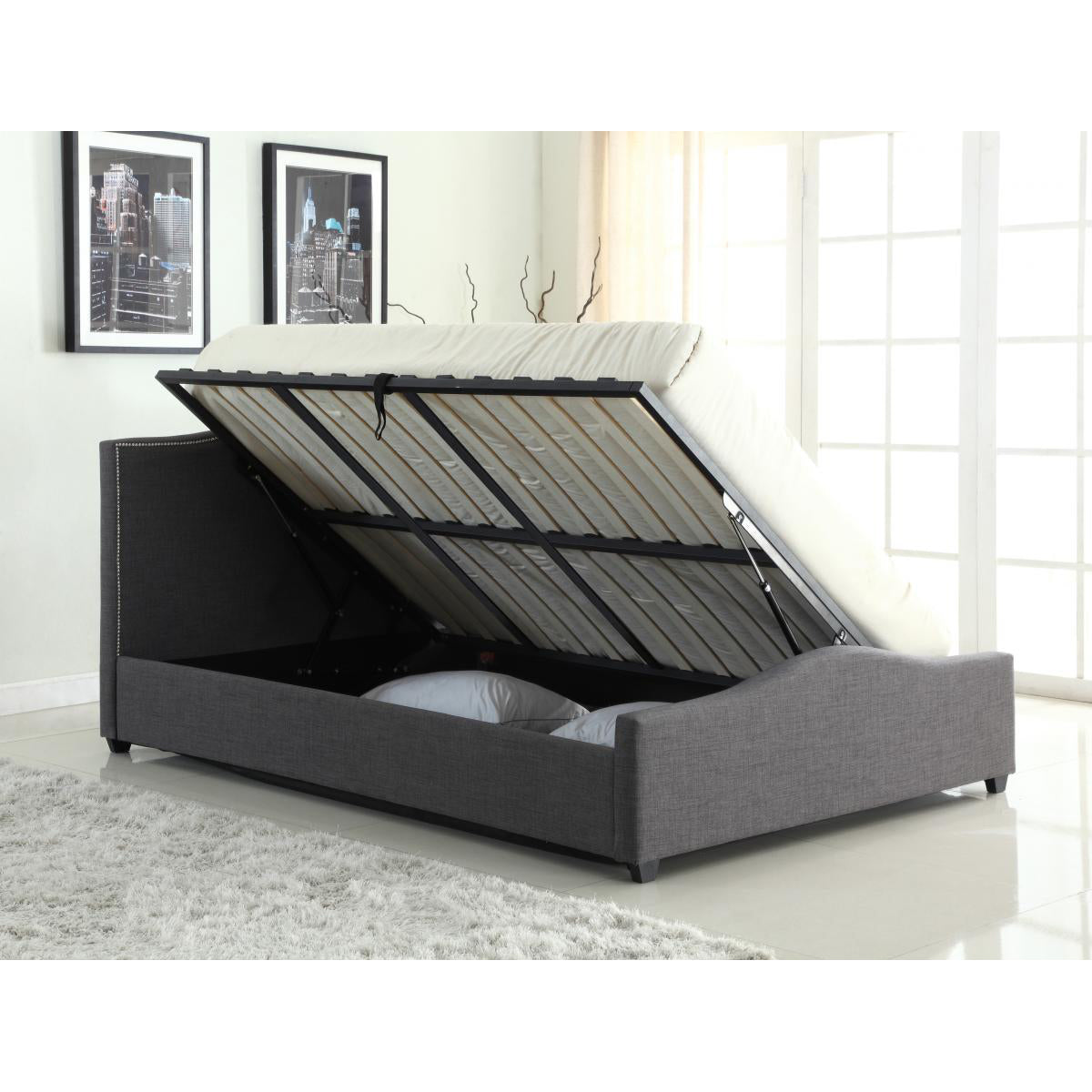 Elle Storage Linen Bed Grey