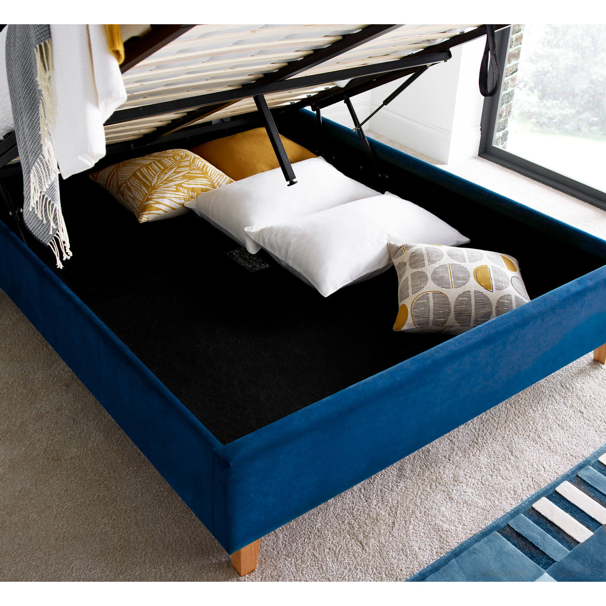 Kingham Velvet Ottoman Bed