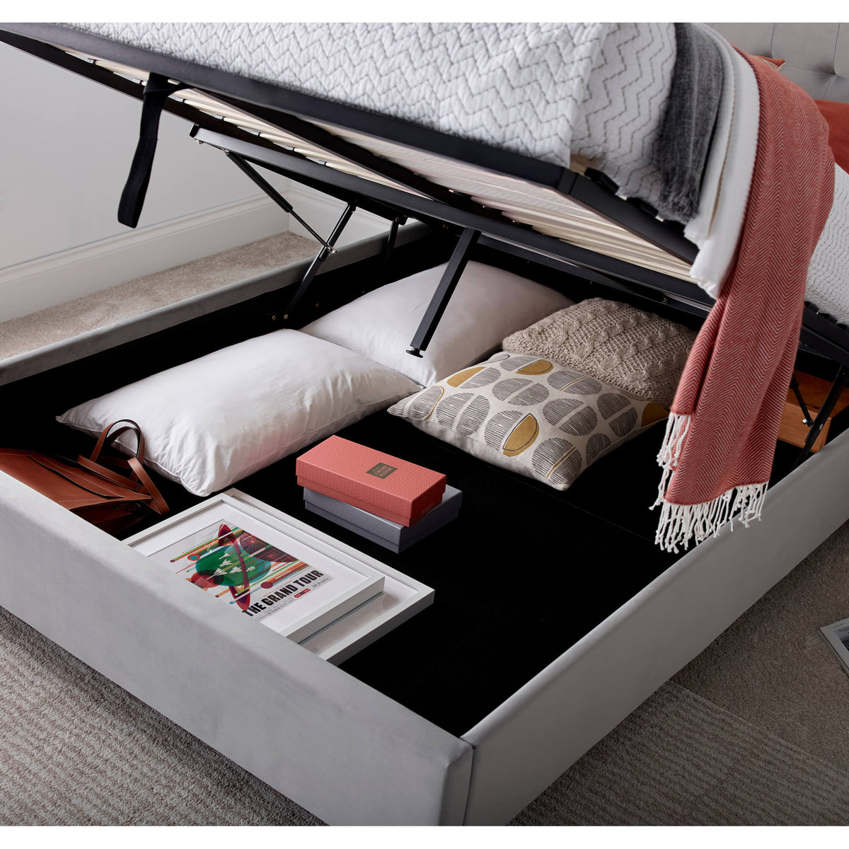 Kingham Velvet Ottoman Bed