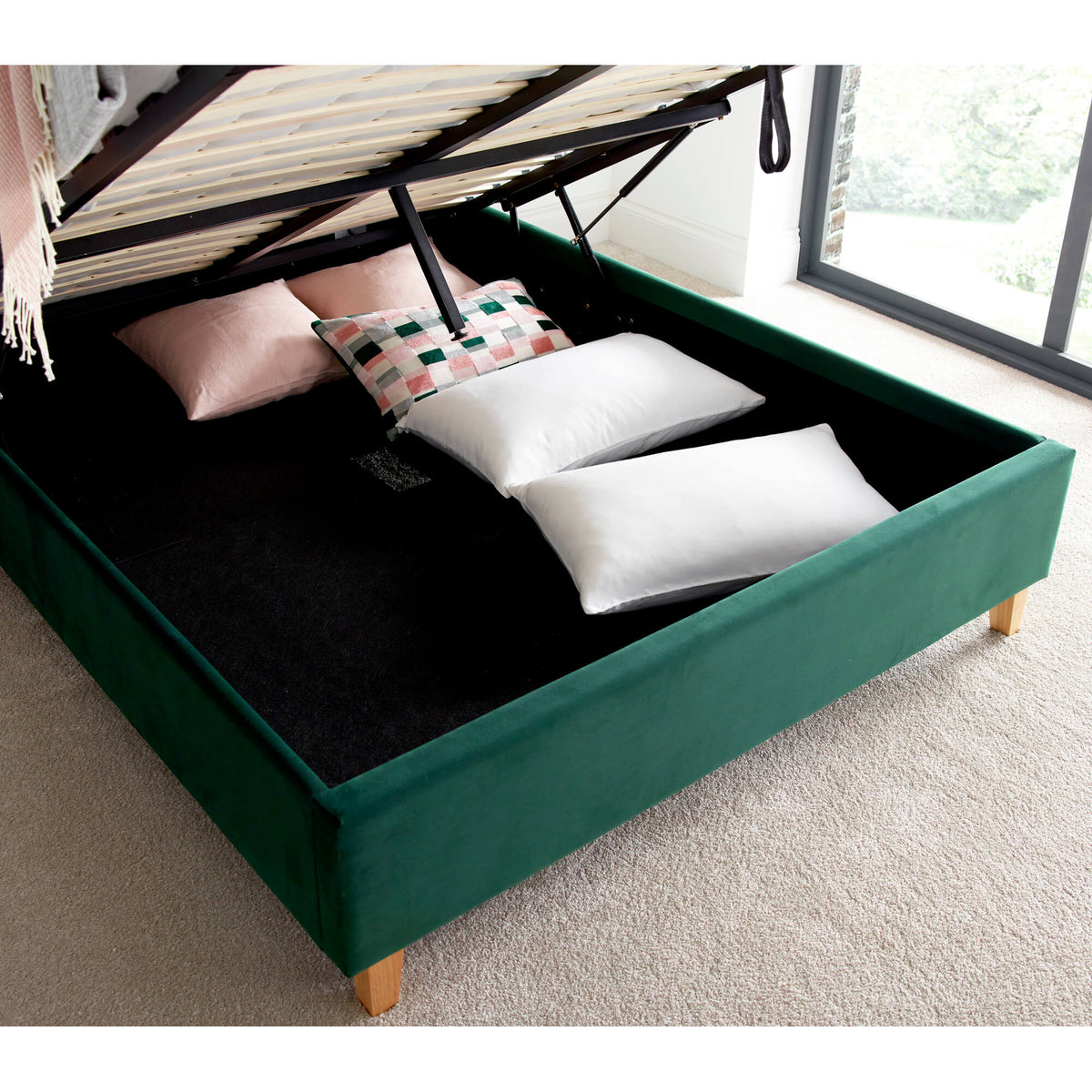 Kingham Velvet Ottoman Bed
