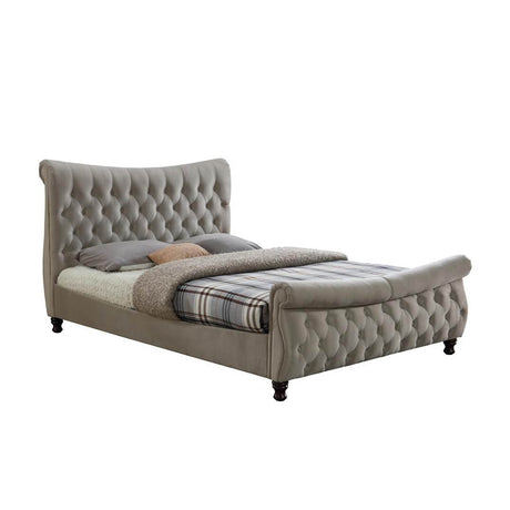 Oxford Velvet Chesterfield Sleigh Bed