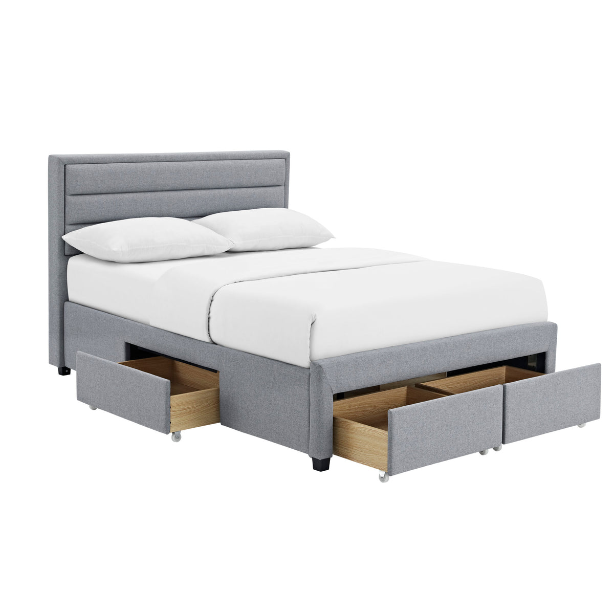 Paisley 4 Drawer Linen Fabric Bed Grey