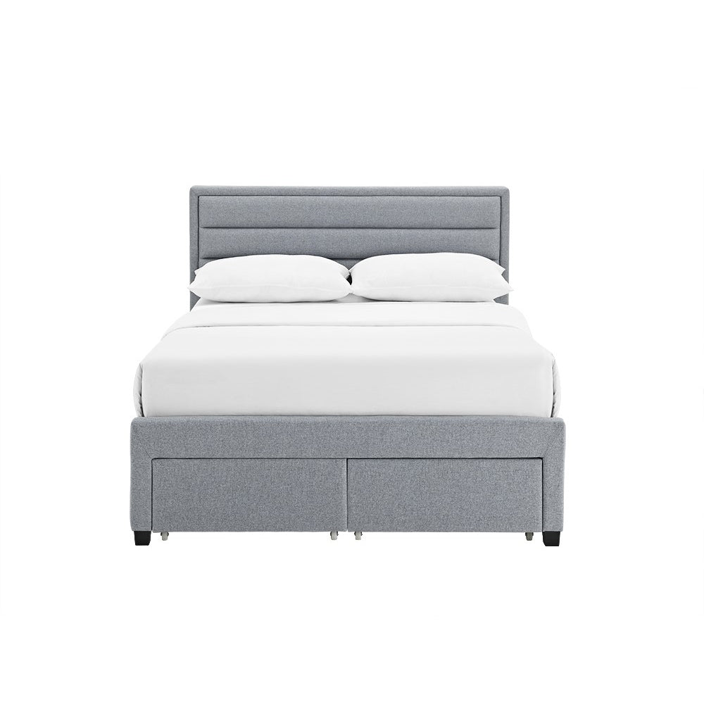 Paisley 4 Drawer Linen Fabric Bed Grey