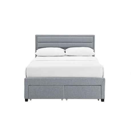 Paisley 4 Drawer Linen Fabric Bed Grey