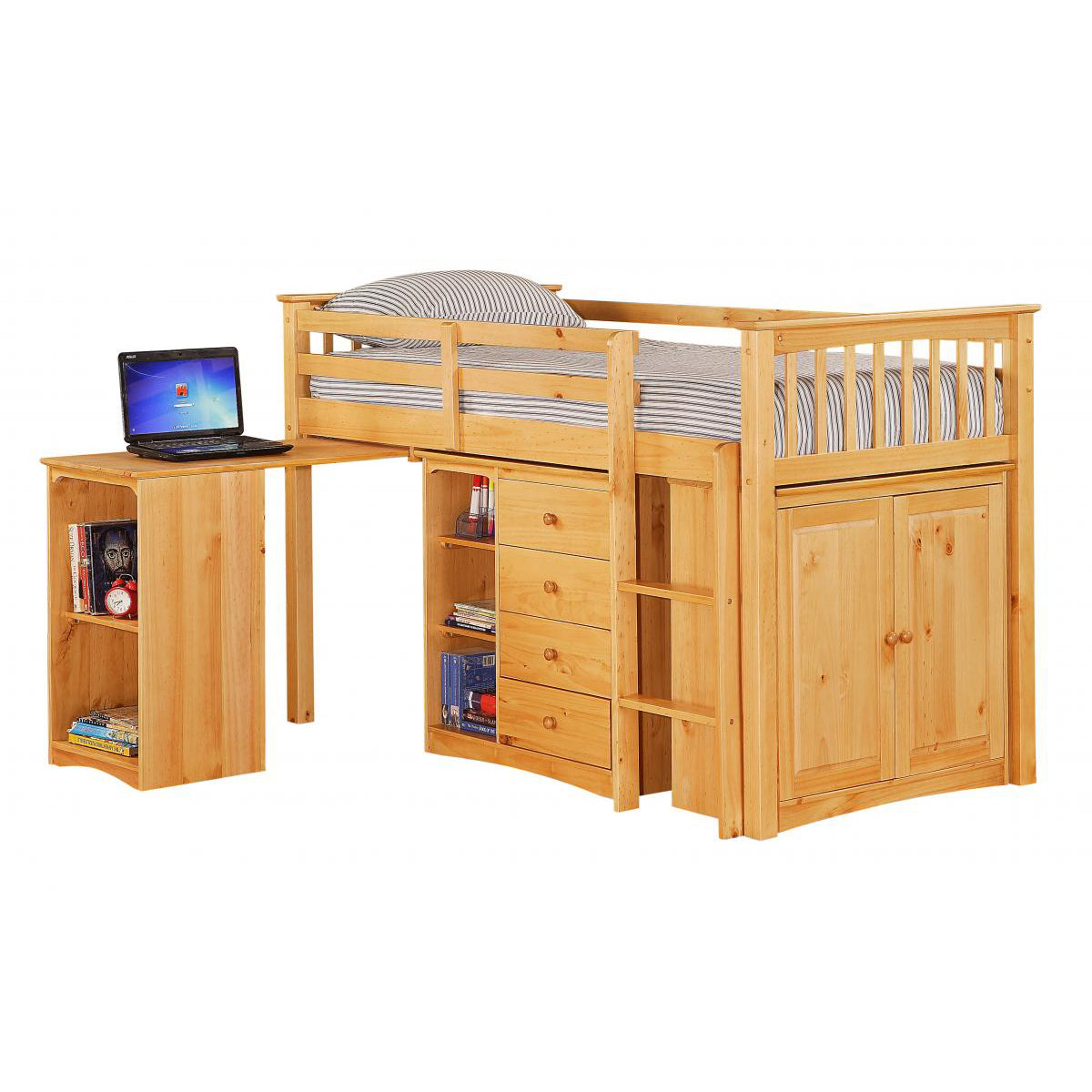 Porto Midi Sleeper with Desk, Chest & Bookcase Pine