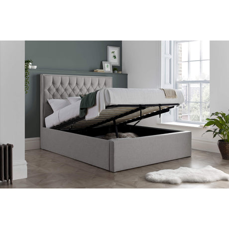 Wilson Oatmeal Fabric Ottoman Bed