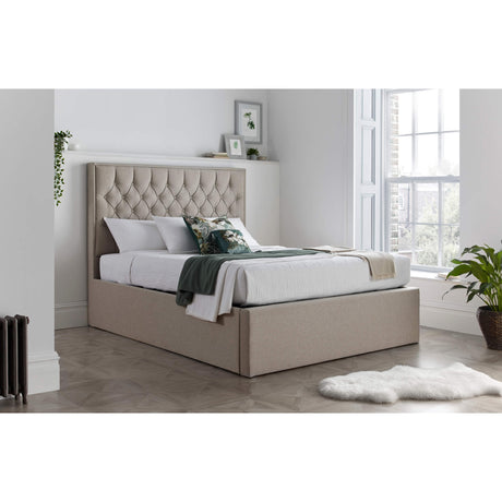 Wilson Oatmeal Fabric Ottoman Bed