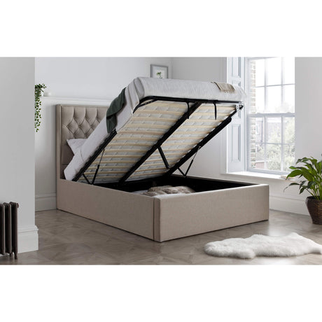 Wilson Oatmeal Fabric Ottoman Bed