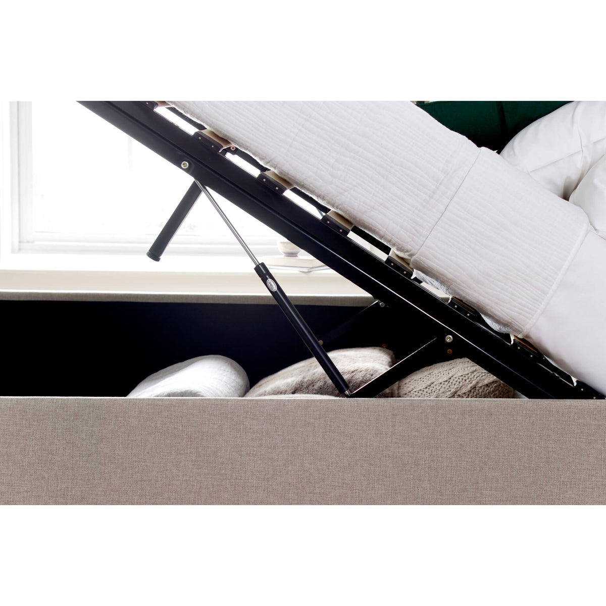Wilson Oatmeal Fabric Ottoman Bed