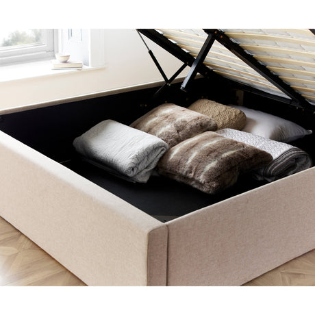 Wilson Oatmeal Fabric Ottoman Bed