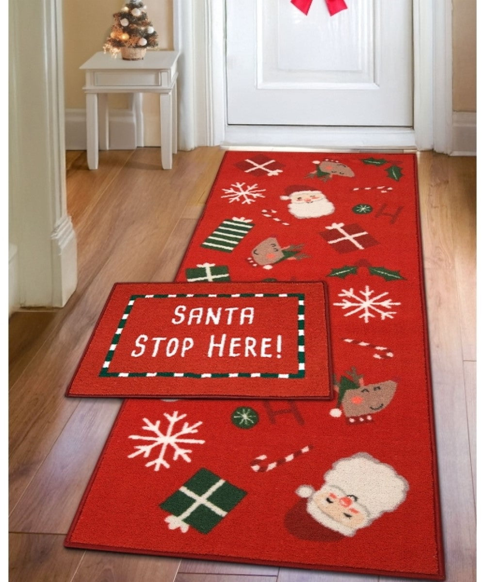 Deco Santa Stop Here (free doormat 057cm x 040cm) Rug