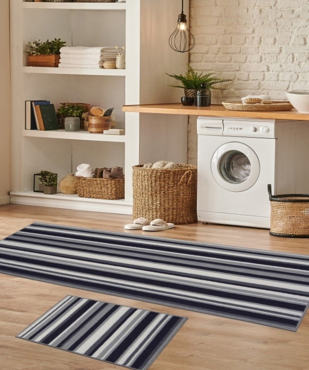 Deco Stripe Anthracite (free doormat 057cm x 040cm) Rug