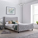 Oxford Velvet Chesterfield Sleigh Bed