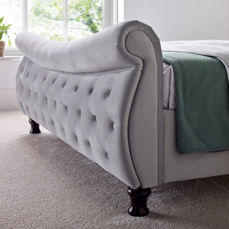 Oxford Velvet Chesterfield Sleigh Bed